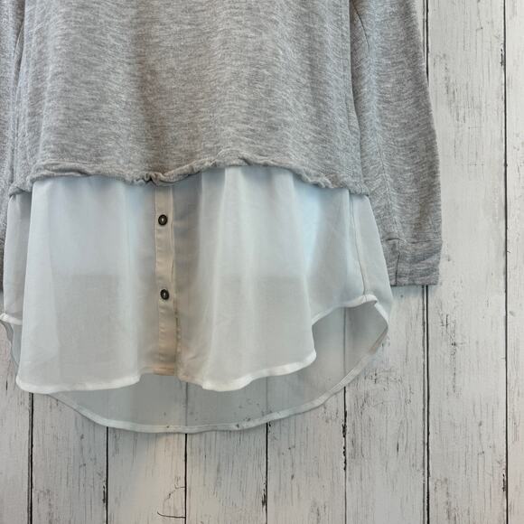 Anthropologie Dolan Left Coast Grey Terry Knit Tunic Layered Shirt Size Small - Picture 3 of 11